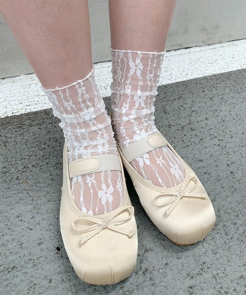 SHEPP（シープ）の「シアー レースソックス（ソックス/靴下・レディース・ホワイト系その他/ブラック系その他/アイボリー/ブラック/ホワイト・F）」の4枚目の写真