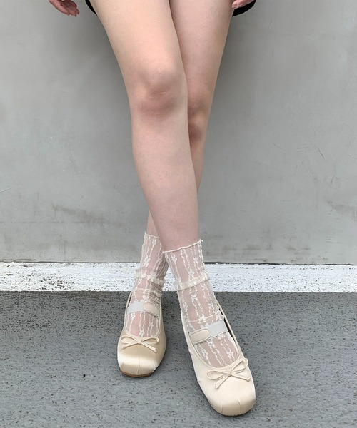 SHEPP（シープ）の「シアー レースソックス（ソックス/靴下・レディース・ホワイト系その他/ブラック系その他/アイボリー/ブラック/ホワイト・F）」の3枚目の写真