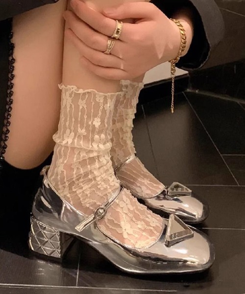 SHEPP（シープ）の「シアー レースソックス（ソックス/靴下・レディース・ホワイト系その他/ブラック系その他/アイボリー/ブラック/ホワイト・F）」の6枚目の写真