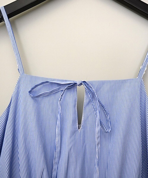 STYLEBLOCK（スタイルブロック）の「リボンギャザーキャミワンピース（ワンピース・レディース・ブルー/アイボリー/ブラック・M）」の7枚目の写真