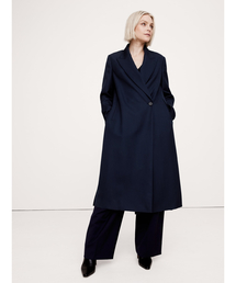 バナナリパブリック　ウール ロングピーコート　カシミア混　ブラック　M バナナリパブリック ウール ロングピーコート カシミア混