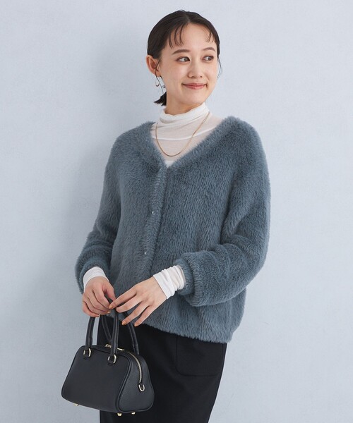 【セール】シャギー Vネック ニット カーディガン(カーディガン/ボレロ)|green label relaxing(グリーンレーベルリラクシング)