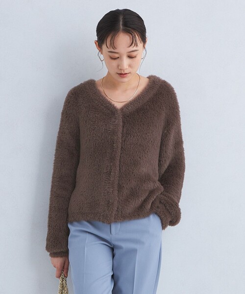 【セール】シャギー Vネック ニット カーディガン（カーディガン/ボレロ）｜green label relaxing（グリーンレーベルリラクシング）
