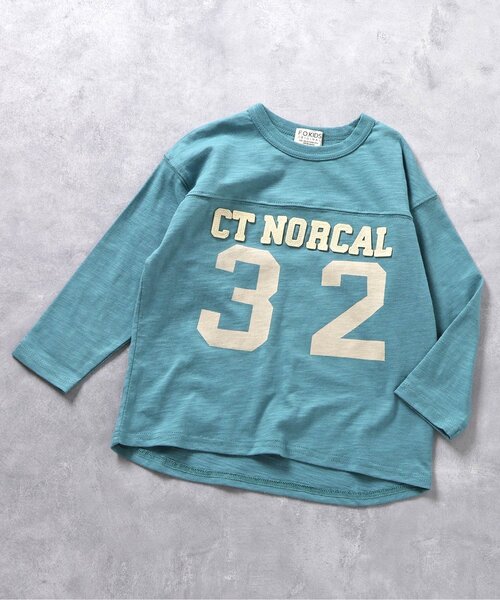 F.O.KIDS（エフオーキッズ）の「ナンバリングワッペンTシャツ（Tシャツ/カットソー・キッズ・ブルー/グレー/レインボー・80/90/100/110/120/130/140/150）」の2枚目の写真