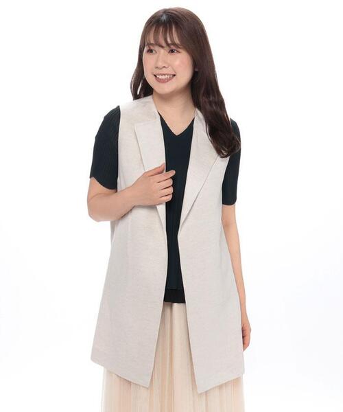 en recre(アンレクレ)の「ラペルドロングベスト【ROCHAS Premiere】(ベスト・レディース・ベージュ・11)」の6枚目の写真