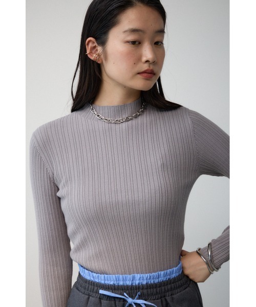 ランダムリブハイネックニットトップス（ニット/セーター）｜AZUL BY