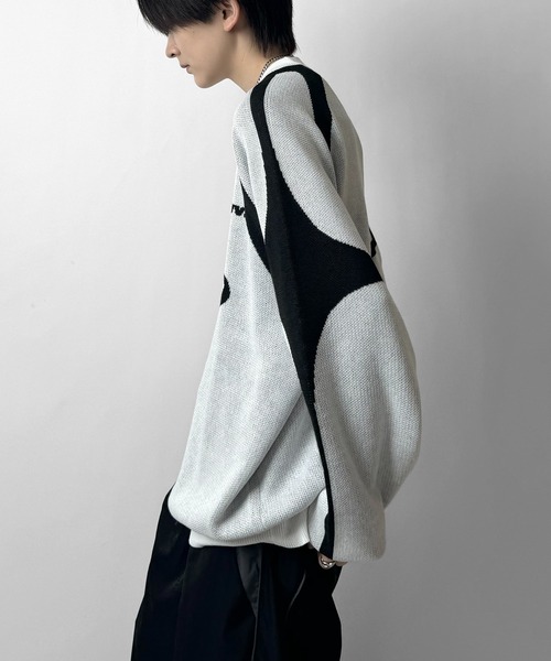 Confirm(コンファーム)の「ブロークコア Y2K フロントグラフィック ジャガードニットプルオーバー【Confirm】(ニット/セーター・メンズ・ブラック/ホワイト/ベージュ/チャコールグレー・M/L)」の19枚目の写真