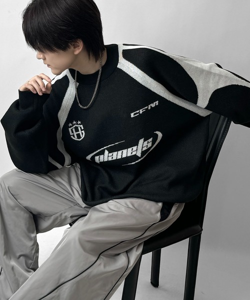 Confirm(コンファーム)の「ブロークコア Y2K フロントグラフィック ジャガードニットプルオーバー【Confirm】(ニット/セーター・メンズ・ブラック/ホワイト/ベージュ/チャコールグレー・M/L)」の22枚目の写真