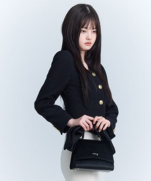 EIMY ISTOIRE（エイミーイストワール）の「スクエアラインツイードジャケット（その他アウター・レディース・グリーン/その他8/ブラック/アイボリー・S/M）」の2枚目の写真