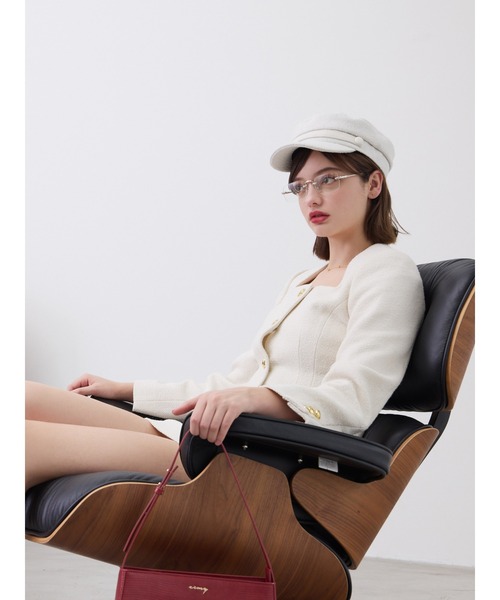 EIMY ISTOIRE（エイミーイストワール）の「スクエアラインツイードジャケット（その他アウター・レディース・グリーン/その他8/ブラック/アイボリー・S/M）」の6枚目の写真