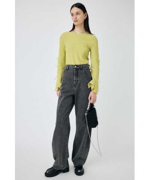 MOUSSY（マウジー）の「SLEEVE RIBBON トップス（Tシャツ/カットソー・レディース・オフホワイト/ライトイエロー/ライトブラック・FREE）」の19枚目の写真