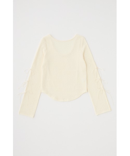 MOUSSY（マウジー）の「SLEEVE RIBBON トップス（Tシャツ/カットソー・レディース・オフホワイト/ライトイエロー/ライトブラック・FREE）」の5枚目の写真