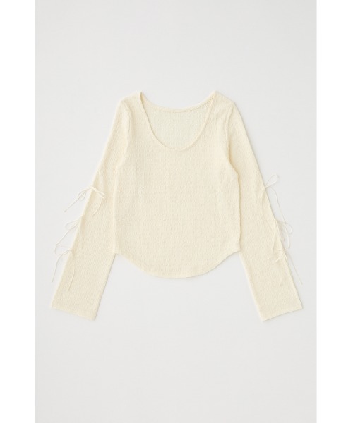 MOUSSY（マウジー）の「SLEEVE RIBBON トップス（Tシャツ/カットソー・レディース・オフホワイト/ライトイエロー/ライトブラック・FREE）」の6枚目の写真