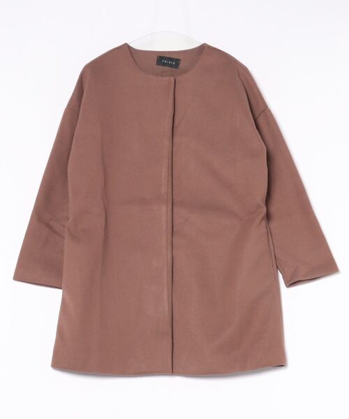 セール】エフォートレス ノーカラーロングコート（チェスターコート