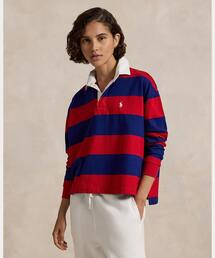 ストライプド クロップド ジャージー ラグビー シャツ