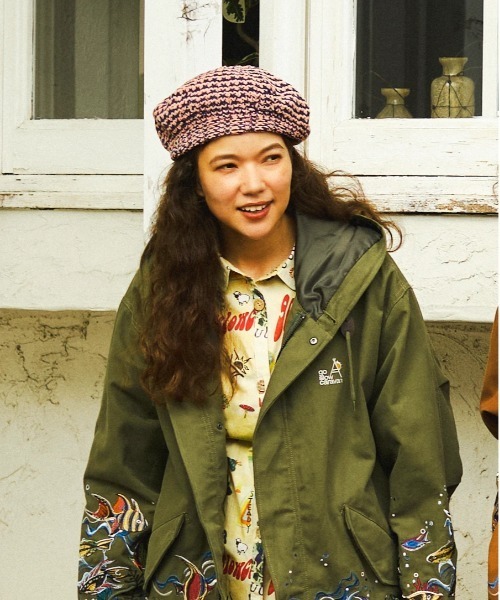 go slow caravan（ゴースローキャラバン）の「モールヤーン ホールガーメントニットベレー（ハンチング/ベレー帽・レディース・ピンク/パープル・FREE）」の2枚目の写真