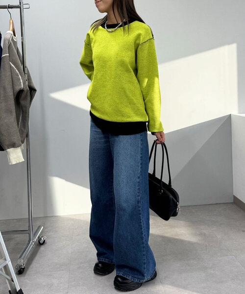 CIAOPANIC(チャオパニック)の「スウェットライクリバーシブルニット(ニット/セーター・レディース・ネイビー/ブラック/オフホワイト/ブラウン・ONE SIZE)」の12枚目の写真