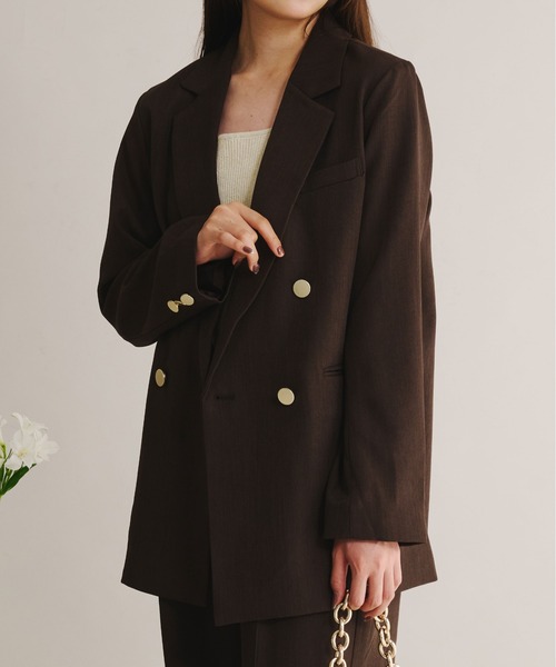 fupel（フぺル）の「Double button tailored jacket / ダブルボタンテーラードジャケット（テーラードジャケット・レディース・アイボリー/ブラウン/ネイビー・FREE）」の2枚目の写真