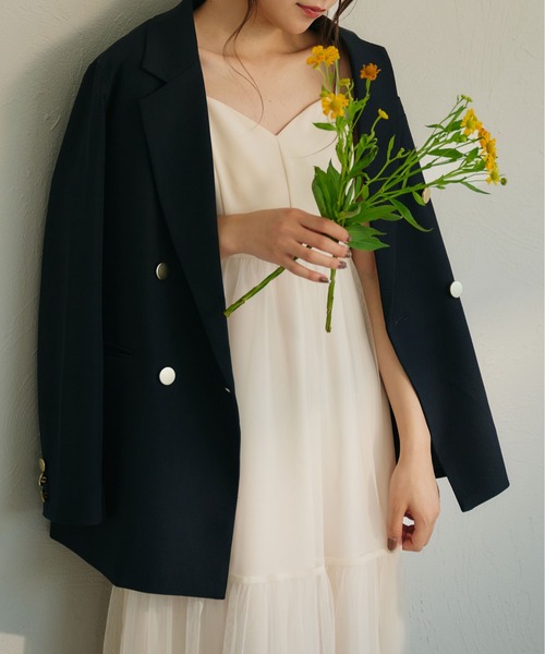 fupel（フぺル）の「Double button tailored jacket / ダブルボタンテーラードジャケット（テーラードジャケット・レディース・アイボリー/ブラウン/ネイビー・FREE）」の3枚目の写真