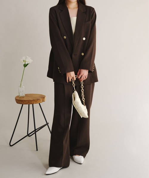 fupel（フぺル）の「Double button tailored jacket / ダブルボタンテーラードジャケット（テーラードジャケット・レディース・アイボリー/ブラウン/ネイビー・FREE）」の13枚目の写真