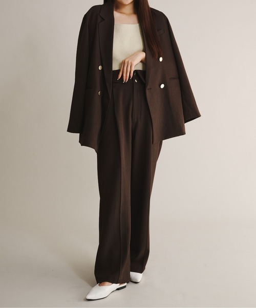 fupel（フぺル）の「Double button tailored jacket / ダブルボタンテーラードジャケット（テーラードジャケット・レディース・アイボリー/ブラウン/ネイビー・FREE）」の12枚目の写真