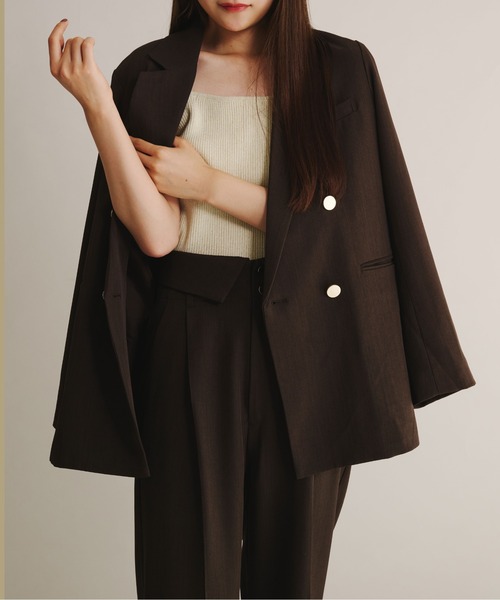 fupel（フぺル）の「Double button tailored jacket / ダブルボタンテーラードジャケット（テーラードジャケット・レディース・アイボリー/ブラウン/ネイビー・FREE）」の5枚目の写真