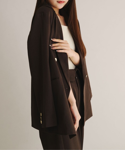 fupel（フぺル）の「Double button tailored jacket / ダブルボタンテーラードジャケット（テーラードジャケット・レディース・アイボリー/ブラウン/ネイビー・FREE）」の6枚目の写真