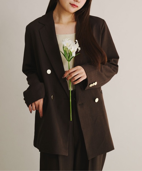 fupel（フぺル）の「Double button tailored jacket / ダブルボタンテーラードジャケット（テーラードジャケット・レディース・アイボリー/ブラウン/ネイビー・FREE）」の10枚目の写真
