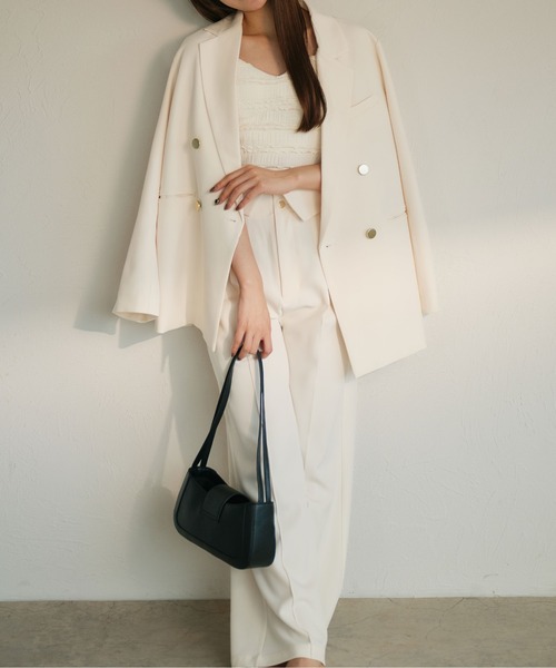 fupel（フぺル）の「Double button tailored jacket / ダブルボタンテーラードジャケット（テーラードジャケット・レディース・アイボリー/ブラウン/ネイビー・FREE）」の19枚目の写真