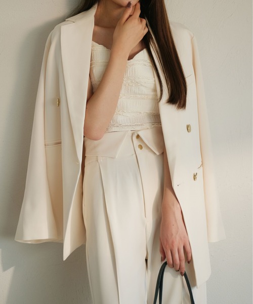 fupel（フぺル）の「Double button tailored jacket / ダブルボタンテーラードジャケット（テーラードジャケット・レディース・アイボリー/ブラウン/ネイビー・FREE）」の15枚目の写真