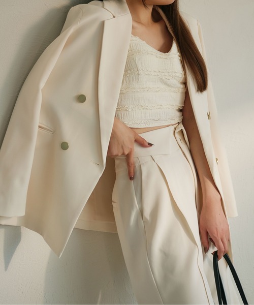 fupel（フぺル）の「Double button tailored jacket / ダブルボタンテーラードジャケット（テーラードジャケット・レディース・アイボリー/ブラウン/ネイビー・FREE）」の17枚目の写真