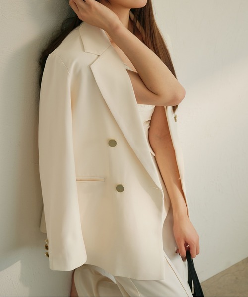 fupel（フぺル）の「Double button tailored jacket / ダブルボタンテーラードジャケット（テーラードジャケット・レディース・アイボリー/ブラウン/ネイビー・FREE）」の18枚目の写真