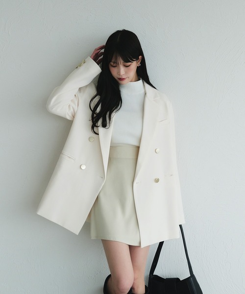 fupel（フぺル）の「Double button tailored jacket / ダブルボタンテーラードジャケット（テーラードジャケット・レディース・アイボリー/ブラウン/ネイビー・FREE）」の4枚目の写真