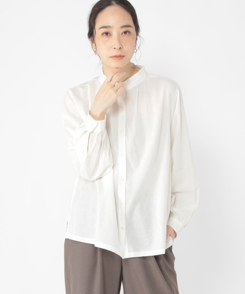 セール】【3シーズンシリーズ】シングルガーゼ襟フリルブラウス