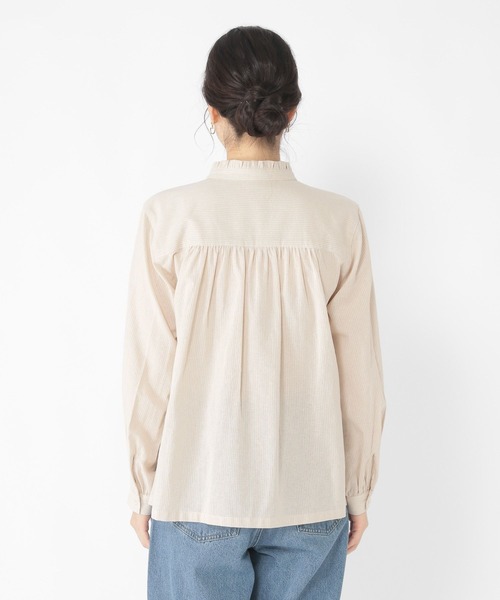 セール】【3シーズンシリーズ】シングルガーゼ襟フリルブラウス