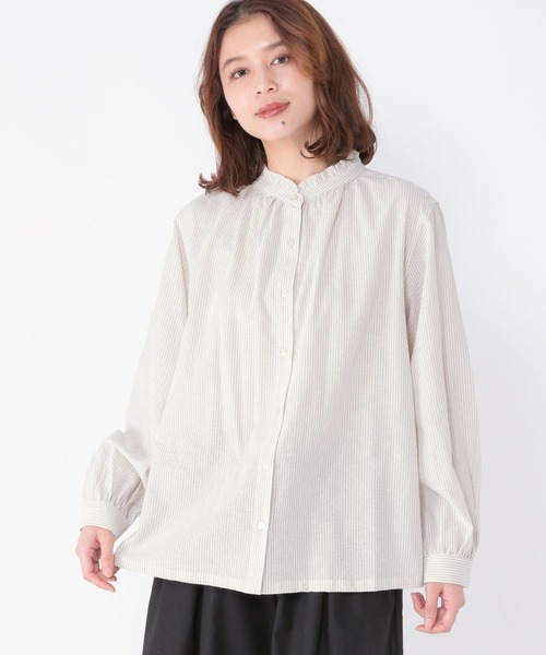 セール】【3シーズンシリーズ】シングルガーゼ襟フリルブラウス
