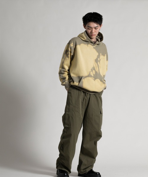 aimoha（アイモハ）の「【aimoha neo】裏起毛 Bleaching Processed Hoodie (AW)（パーカー・メンズ・ダークグレー/ベージュ・1/2/3/4）」の4枚目の写真