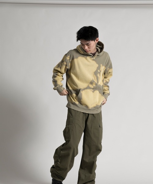 aimoha（アイモハ）の「【aimoha neo】裏起毛 Bleaching Processed Hoodie (AW)（パーカー・メンズ・ダークグレー/ベージュ・1/2/3/4）」の5枚目の写真