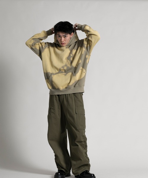 aimoha（アイモハ）の「【aimoha neo】裏起毛 Bleaching Processed Hoodie (AW)（パーカー・メンズ・ダークグレー/ベージュ・1/2/3/4）」の7枚目の写真