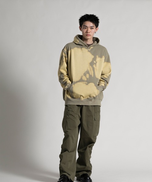 aimoha（アイモハ）の「【aimoha neo】裏起毛 Bleaching Processed Hoodie (AW)（パーカー・メンズ・ダークグレー/ベージュ・1/2/3/4）」の8枚目の写真