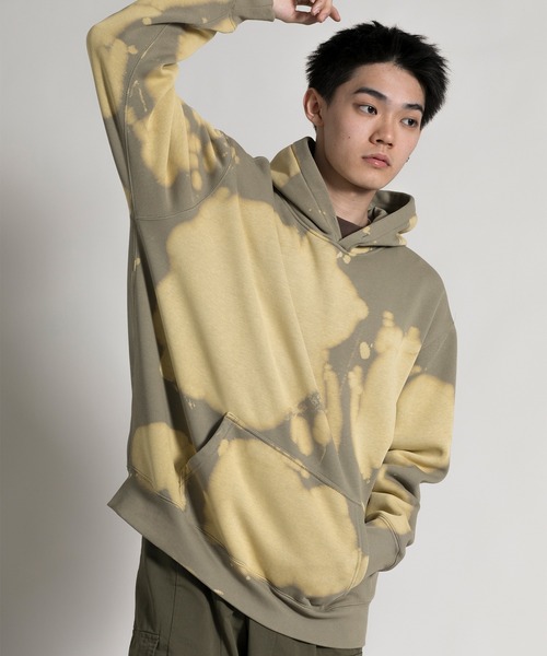 aimoha（アイモハ）の「【aimoha neo】裏起毛 Bleaching Processed Hoodie (AW)（パーカー・メンズ・ダークグレー/ベージュ・1/2/3/4）」の17枚目の写真