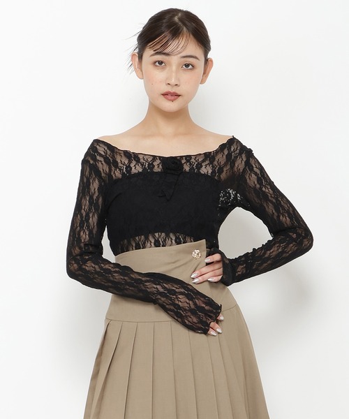 REDYAZEL（レディアゼル）の「ローズブローチレーストップス（Tシャツ/カットソー・レディース・ブラック/ホワイト・FREE）」の16枚目の写真