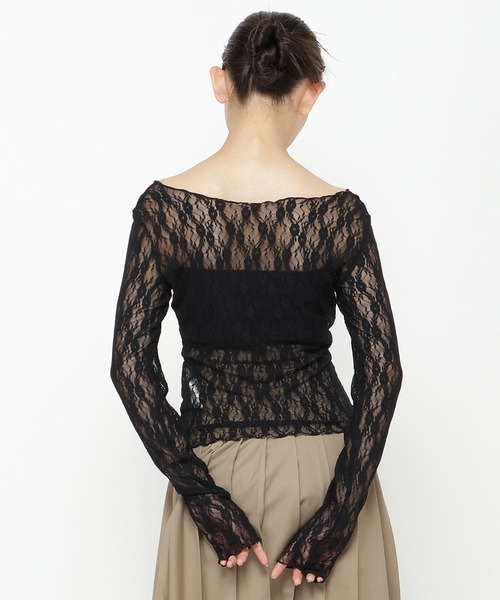 REDYAZEL（レディアゼル）の「ローズブローチレーストップス（Tシャツ/カットソー・レディース・ブラック/ホワイト・FREE）」の14枚目の写真