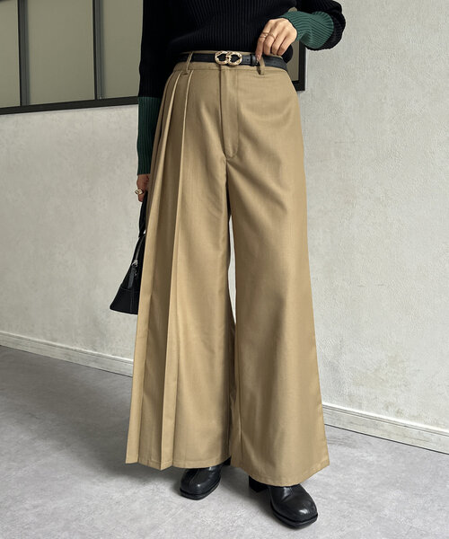 Thevon(ゼボン)の「アシメプリーツスラックスパンツ(スラックス・レディース・ブラック/ベージュ/グレー・S/M)」の19枚目の写真