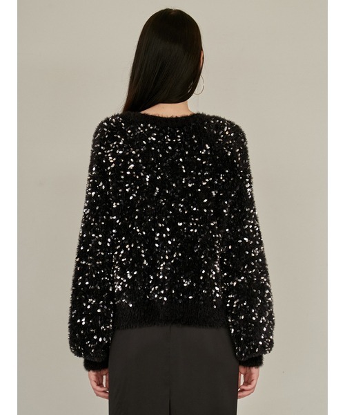 styling/（スタイリング）の「スパンコールラメニット（カーディガン/ボレロ・レディース・アイボリー/ブラック・FREE）」の9枚目の写真