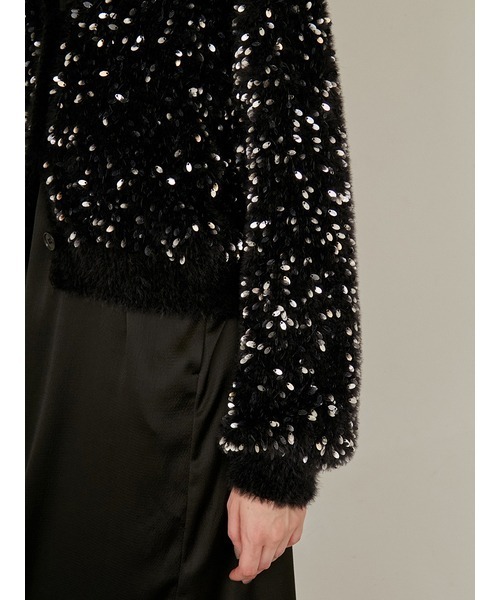 styling/（スタイリング）の「スパンコールラメニット（カーディガン/ボレロ・レディース・アイボリー/ブラック・FREE）」の10枚目の写真