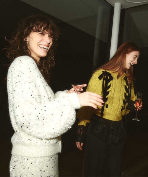 styling/（スタイリング）の「スパンコールラメニット（カーディガン/ボレロ・レディース・アイボリー/ブラック・FREE）」の15枚目の写真