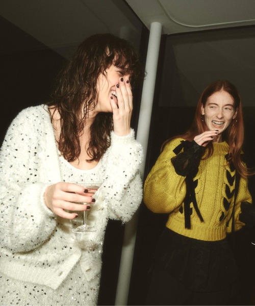 styling/（スタイリング）の「スパンコールラメニット（カーディガン/ボレロ・レディース・アイボリー/ブラック・FREE）」の16枚目の写真