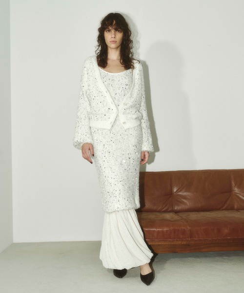 styling/（スタイリング）の「スパンコールラメニット（カーディガン/ボレロ・レディース・アイボリー/ブラック・FREE）」の14枚目の写真