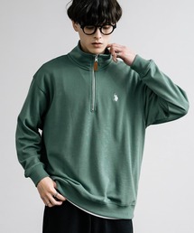 U.S. POLO ASSN. ユーエスポロアッスン 裏毛ロゴ刺繍ハーフジップトレーナー